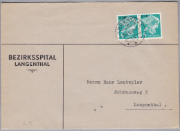 Heimat BE LANGENTHAL 1938-07-25 Portofreiheit Gr#316 Bezirksspital Brief Mit 2 X 5Rp. - Franchise