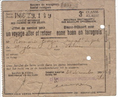 SOCIETE NATIONALE DES CHEMINS DE FER BELGES - Billet De Service (1939) Pour Un Voyage Aller-retour De ANGLEUR à VERVIERS - Europa