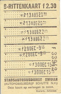 Pays-Bas - Holland - 8 Rittenkaart Stadsautobusdienst Zwolle (Automobielbedrijf Schutte NV) - Europa