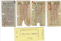 Lot De 5 Vintage Tickets London Transport Buses - Europe