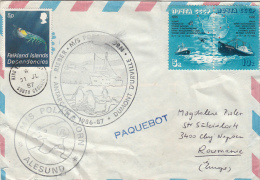 M/S POLARBJORN- ICEBREAKER, SHIP, POLAR BEAR, PENGUINS, SPECIAL POSTMARKS ON COVER, 1987, FALKLAND ISLANDS, RUSSIA, TAAF - Navires & Brise-glace