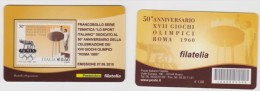 2010 - ITALIA -   TESSERA  FILATELICA   "50° ANNIVERSARIO DELLA CELEBRAZIONE DEI XVII GIOCHI OLIMPICI ROMA" - Cartes Philatéliques