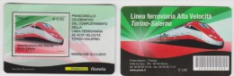 2010 - ITALIA -   TESSERA  FILATELICA   "COMPLETAMENTO DELLA LINEA FERROVIARIA ALTA VELOCITA " - Philatelic Cards