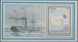 1990.22- * CUBA 1990. MNH. SPECIAL SHEET. PHILATELIC EXPO LONDON. SHIP. PAQUEBOT. BARCO. - Nuovi