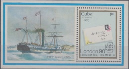 1990.22- * CUBA 1990. MNH. SPECIAL SHEET. PHILATELIC EXPO LONDON. SHIP. PAQUEBOT. BARCO. - Neufs