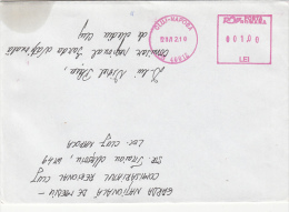 10123- AMOUNT 1, CLUJ NAPOCA, RED MACHINE STAMPS ON COVER, 2010, ROMANIA - Cartas & Documentos