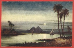 CARTOLINA NV EGITTO - Moonlight Scene Near The Pyramids Of GIZA - 9 X 14 - Guiza