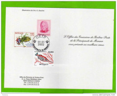 Encart De L'office Des Timbres Postes -voeux 2002- Illustré  + 3timbres Oblitérés N°1778-2272 2330 - Briefe U. Dokumente