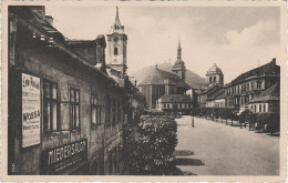 AK Brüx Most Markt Hermann Göring Platz Kirche Laden Miedersalon Lehranstalt Woska Stempel Erzgebirge A Komotau Chomutov - Sudeten