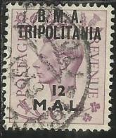 TRIPOLITANIA OCCUPAZIONE BRITANNICA 1948 BMA B.M.A. 12 M SU 6 P TIMBRATO USED - Tripolitania