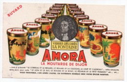 Buvard - Amora - La Moutarde De Dijon - Verres Décorés La Fontaine - Senape