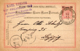 Austrian Levant,advertising Postal Stationery,Constantinopel III:22.11.1897  To Leipzig:25.11.1897,as Scan - Levante-Marken