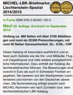 Liechtenstein MICHEL Spezial Briefmarken Katalog 2015 Neu 32€ Vorläufer Flug-/Militär-Post Belege Ganzsache Catalogue FL - Liechtenstein