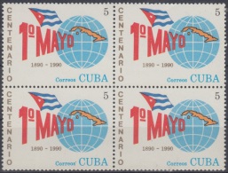 1990.29- * CUBA 1990. MNH. 1 DE MAYO. LABOR DAY. DIA INTERNACIONAL DEL TRABAJO. BLOCK 4. - Neufs