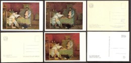 Chess Schach Echecs Ajedrez 1961, 1963, 1973 USSR MNH 3 Postcards " Czar Playing Chess " Painter Schvarz - Schach