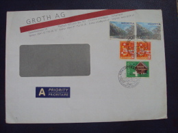 Switzerland Cover With Horse /House / Children Stamps - Brieven En Documenten