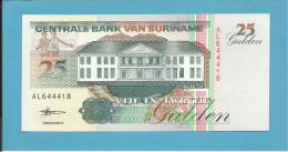 SURINAM - 25 GULDEN - 10.02.1998 - Pick 138.d - UNC. - Wmk. Toucan - 2 Scans - Surinam