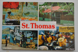 VIRGIN ISLANDS ST THOMAS  ISLAND MARKET  CARGO BOATS  ISLAND SHANTY  STEEL BAND - Virgin Islands, US