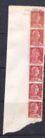 FRANCE N° 1009A 6F BRUN ROUGE BANDE DE 6 PROVENANT DE ROULETTE OBL - Roulettes