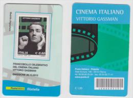 2010 - ITALIA -   TESSERA  FILATELICA   "CINEMA ITALIANO VITTORIO GASSMAN" - Tarjetas Filatélicas