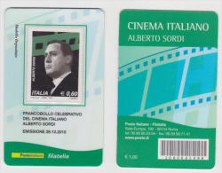 2010 - ITALIA -   TESSERA  FILATELICA   "CINEMA ITALIANO ALBERTO SORDI" - Philatelic Cards