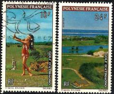 POLYNESIE FRANCAISE WOMAN GOLF D'ANTIMAONO SET OF 16&24 FRANCS STAMPS ISSUED 1960's(?) SG177-8 USED READ DESCRIPTION !! - Usados