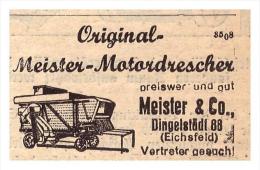 Original Werbung - 1939 - Motordrescher , Meister & Co In Dingelstädt 99 , Eichsfeld !! - Optics