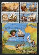 Colón. Rep. Guinée 1985. Mi 1081A-84A + Block 131A ** MNH. - Christophe Colomb