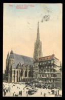 Wien 'Stock Im Eisen'-Platz Mit Stefansdom / Old Tramway, People On Street / Postcard Traveled - Iglesias