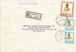 Brunei 1989 Registered Cover With $ 1.00 And 2x40s Stamps, From Kuala Belait To Singapore - Brunei (1984-...)