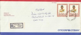 Brunei 1989 Registered Cover With $ 1.00 Stamps, From Kuala Belait  To Singapore - Brunei (1984-...)