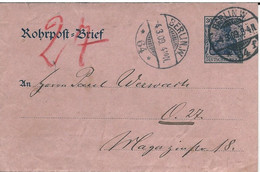 1909 - ENVELOPPE ENTIER POSTAL PNEUMATIQUE De BERLIN - TYPE GERMANIA - Omslagen