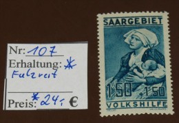 Saargebiet   Michel Nr:  107   * Falz     #4335 - Unused Stamps