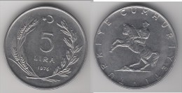 **** TURQUIE - TURKEY - 5 LIRA 1976 - ATATURK ON HORSEBACK **** EN ACHAT IMMEDIAT !!! - Turquie