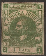 1868 - Knez Mihajlo 1 Para I Stampanje - Tamnozelena - Serbien