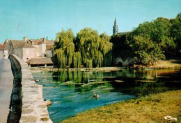 MONTFORT LE GESNOIS   PONT DE GENNES         Les Bords De L'huisne Avec Le  Le Vieux Pont Et Un Coin Du Village - Montfort Le Gesnois