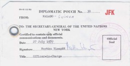 Equatorial Guinea 1977 Malabo United Nations Development Programme Official Seal UN New York Rare Diplomatic Pouch Tag - Guinée Equatoriale