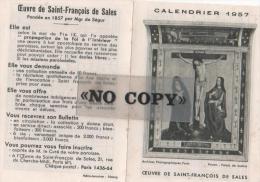 CALENDRIER  1957  ( L´ Oeuvre De SAINT - FRANÇOIS  DE  SALES ) - Small : 1941-60