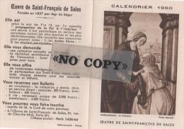 CALENDRIER  1960  ( L´ Oeuvre De SAINT - FRANÇOIS  DE  SALES ) - Small : 1941-60