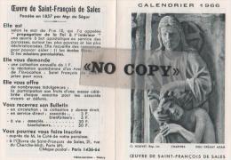 CALENDRIER  1966  ( L´ Oeuvre De SAINT - FRANÇOIS  DE  SALES ) - Petit Format : 1961-70