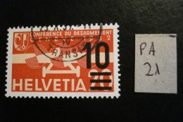 Suisse - Années 1935-38 - Poste Aérienne 10c Sur 20c Rouge - Y.T. PA 21 - Oblitéré - Used - Gestempeld - Gebruikt