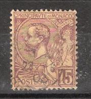 MONACO, 1901, Yvert N° 24, Prince Albert 1 Er,  15 C Brun Lilas , Obl TB, Cote 2 Euros - Oblitérés