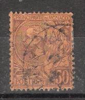 MONACO, 1891, Yvert N° 18, Prince Albert 1 Er,  50 C  Lilas Brun Sur Orange Obl TB, Cote 6 Euros - Oblitérés