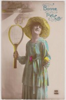 Carte Postale Ancienne De Bonne Fète,femme Aimant Le Tennis,vive Le Tennis,rare - Tenis