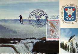 Carte 1° Jour, Jeux Olympiques Grenoble1968, St Nizier Du Moucherotte, Ski,obliteration,timbre - Jeux Olympiques