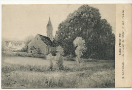 Poigny Le Clocher Du Village Le Soir Par Remy Landeau Peintre Salon Hiver 1912 - Rebais