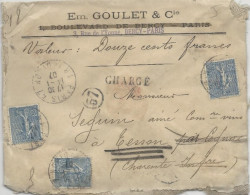 1907 - SEMEUSE - ENVELOPPE CHARGEE De PARIS Pour TESSON - 1903-60 Säerin, Untergrund Schraffiert