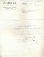 Facture Faktuur - Brief Lettre -  Bankiers Banquiers Van Mierlo & C° Bruxelles 1951 - ... - 1799