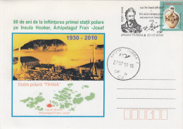 10464- HOOKER ISLAND, ARCTIC POLAR STATION, SPECIAL COVER, 2010, ROMANIA - Scientific Stations & Arctic Drifting Stations