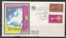 = Europa Les 2 Timbres De 1968 N°1556 Et 1557 Enveloppe 1er Jour Paris 27.4.1968 - 1968